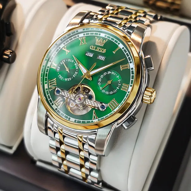 Stylish Watch For Men green and gold